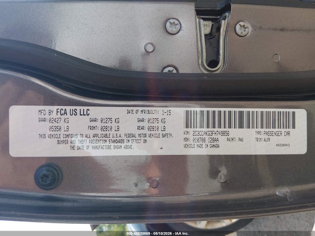 Продаж на аукціоні авто 2015 Chrysler 300c Awd, vin: 2C3CCAKG3FH749856, номер лоту: 45820869