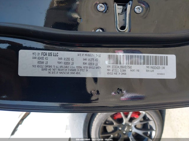 Dodge Charger Srt Hellcat 2016 2C3CDXL99GH317502 Image 9
