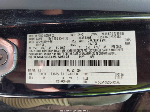 Ford Escape Se Hybrid 2021 1FMCU9BZ4MUA95125 Image 9