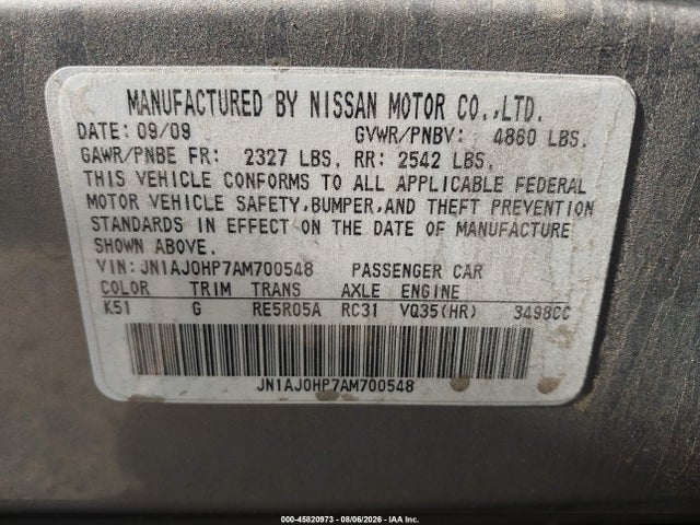 Продаж на аукціоні авто 2010 Infiniti Ex35 Journey, vin: JN1AJ0HP7AM700548, номер лоту: 45820973