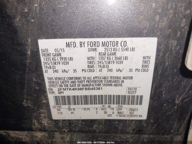 Ford Edge Titanium 2015 2FMTK4K98FBB45381 Image 9