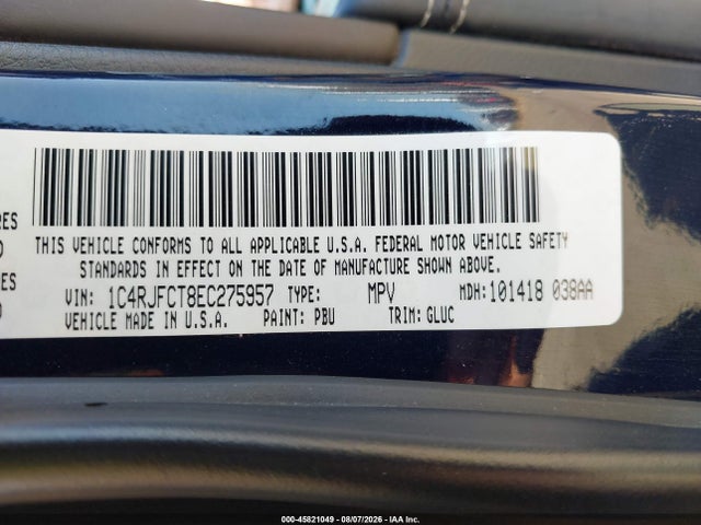 45821049 :رقم المزاد ، 1C4RJFCT8EC275957 vin ، 2014 Jeep Grand Cherokee Overland مزاد بيع