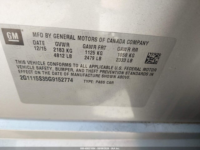 Chevrolet Impala 2lt 2016 2G1115S35G9152774 Image 9