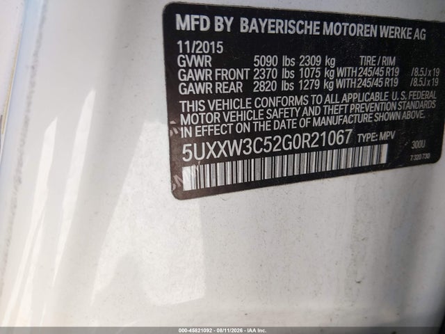 Aukcja sprzedaży 2016 Bmw X4 Xdrive28i, vin: 5UXXW3C52G0R21067, numer aukcji: 45821092