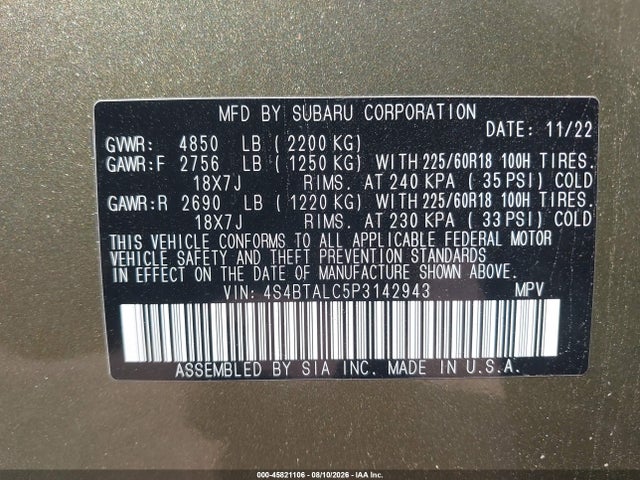 Subaru Outback Onyx Edition 2023 4S4BTALC5P3142943 Image 9