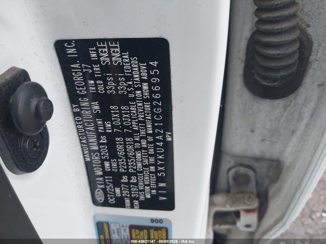 Продаж на аукціоні авто 2012 Kia Sorento Ex V6, vin: 5XYKU4A21CG266954, номер лоту: 45821147