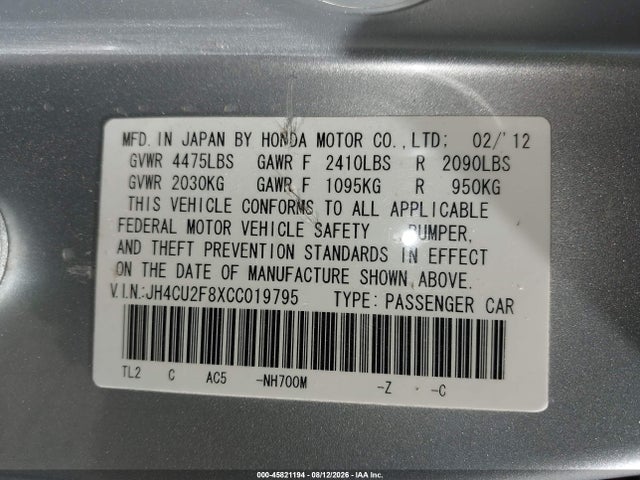 Продаж на аукціоні авто 2012 Acura Tsx 2.4, vin: JH4CU2F8XCC019795, номер лоту: 45821194