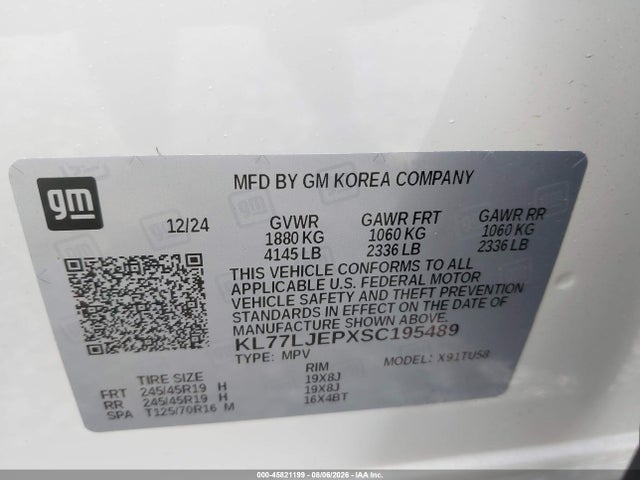 Продажа на аукционе авто 2025 Chevrolet Trax Fwd 2rs, vin: KL77LJEPXSC195489, номер лота: 45821199