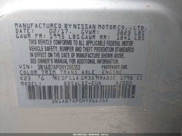 3N1AB7AP0HY266352 Nissan SENTRA SV