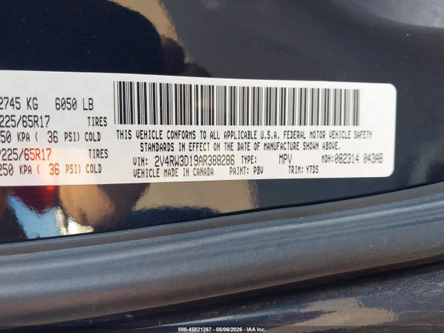 Aukcja sprzedaży 2010 Volkswagen Routan Se, vin: 2V4RW3D19AR388286, numer aukcji: 45821267