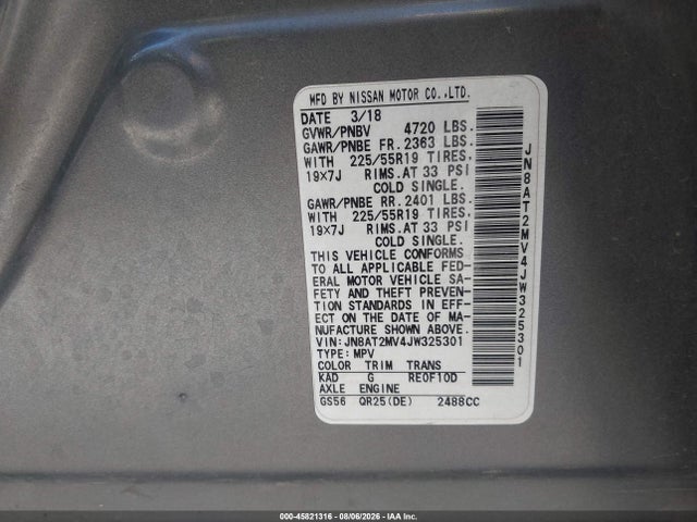 Nissan Rogue Sl 2018 JN8AT2MV4JW325301 Image 9