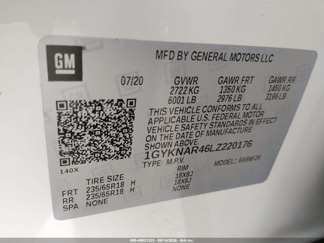 Продаж на аукціоні авто 2020 Cadillac Xt5 Fwd Luxury, vin: 1GYKNAR46LZ220176, номер лоту: 45821333