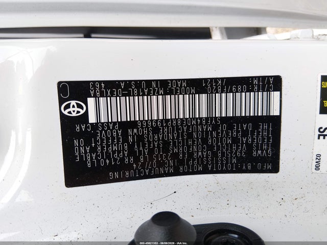 45821353 :رقم المزاد ، 5YFB4MDE8RP199666 vin ، 2024 Toyota Corolla Le مزاد بيع