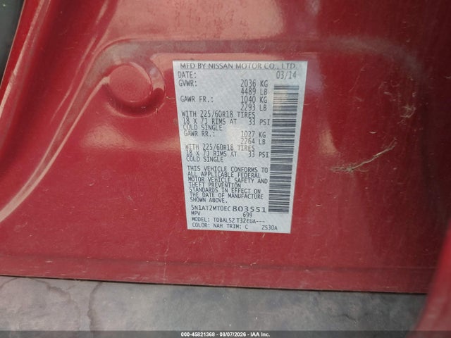 Nissan Rogue Sl 2014 5N1AT2MT0EC803551 Image 9