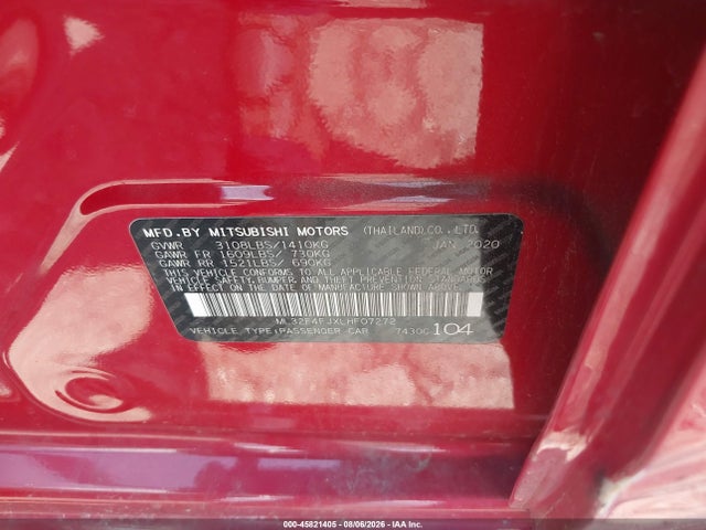 Mitsubishi Mirage G4 Le 2020 ML32F4FJXLHF07272 Image 9
