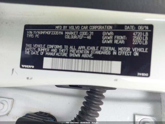 2015 Volvo S60 T6 Platinum მანქანა იყიდება აუქციონზე, vin: YV149MFM0F2335114, აუქციონის ნომერი: 45821442