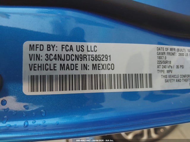 45821447 :رقم المزاد ، 3C4NJDCN9RT585291 vin ، 2024 Jeep Compass Limited 4x4 مزاد بيع