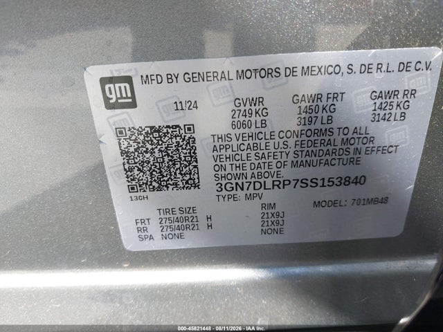 3GN7DLRP7SS153840 Chevrolet Equinox Ev Lt