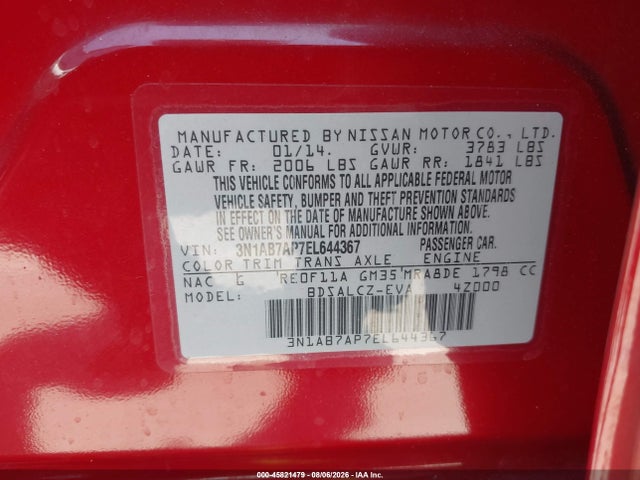 Nissan SENTRA S 2014 3N1AB7AP7EL644367 Image 9