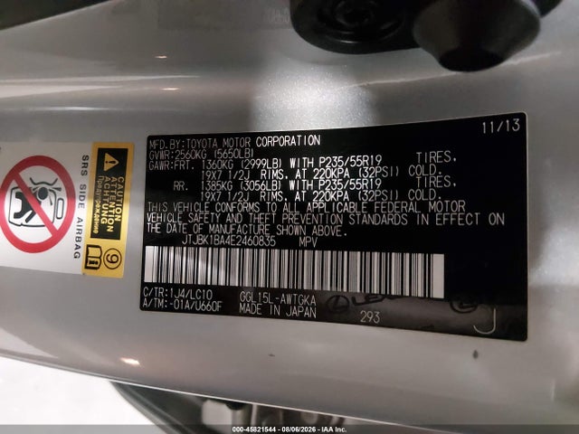 JTJBK1BA4E2460835 Lexus RX 350