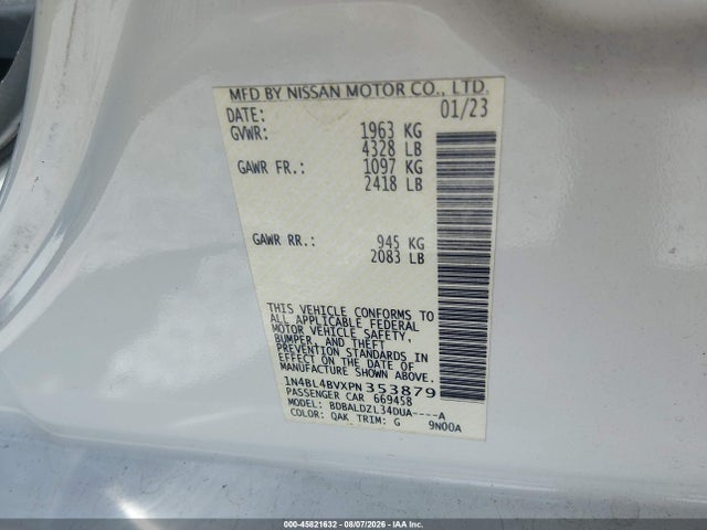 Продаж на аукціоні авто 2023 Nissan Altima S Fwd, vin: 1N4BL4BVXPN353879, номер лоту: 45821632