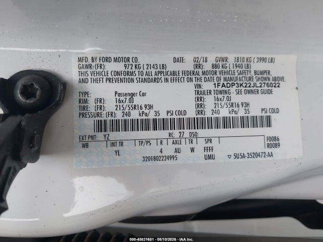 Ford FOCUS SE 2018 1FADP3K22JL276022 Image 9
