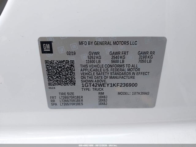 Aukcja sprzedaży 2019 Gmc Sierra 3500hd Denali, vin: 1GT42WEY1KF236900, numer aukcji: 45821698
