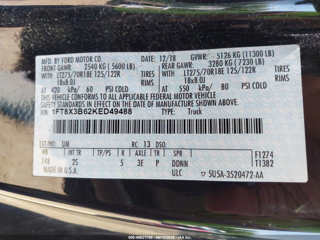 Ford F-350 Xlt 2019 1FT8X3B62KED49488 Image 8