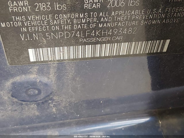 Hyundai ELANTRA SE 2019 5NPD74LF4KH493482 Image 9