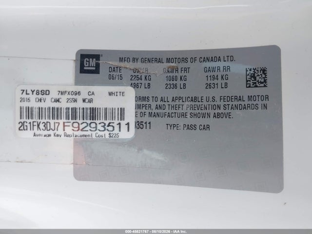 2G1FK3DJ7F9293511 Chevrolet CAMARO 2SS