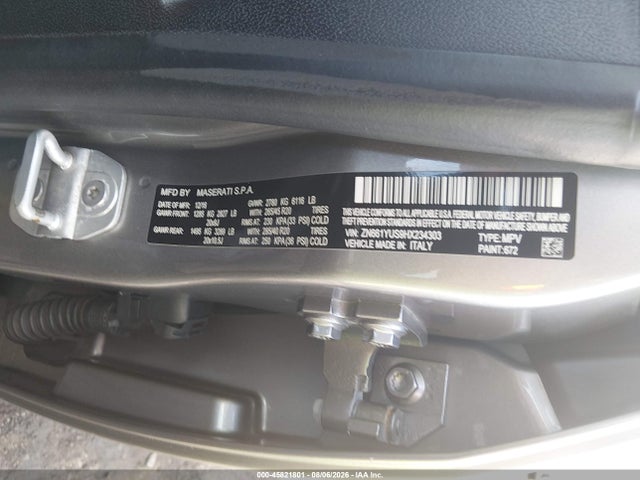 Продажа на аукционе авто 2017 Maserati Levante S, vin: ZN661YUS9HX234303, номер лота: 45821801