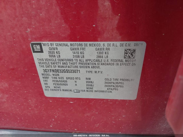 Aukcja sprzedaży 2016 Cadillac Srx Premium Collection, vin: 3GYFNDE32GS523071, numer aukcji: 45821814