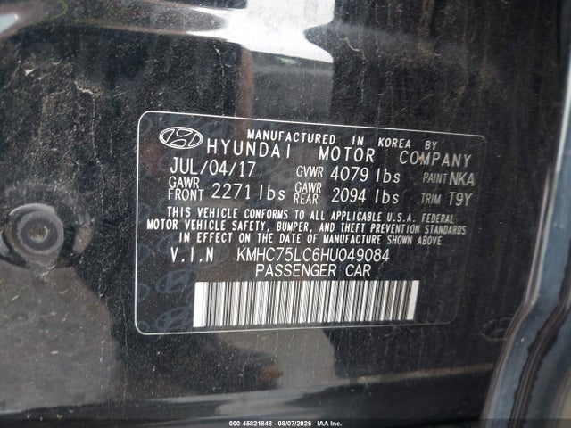 Продаж на аукціоні авто 2017 Hyundai Ioniq Hybrid Sel, vin: KMHC75LC6HU049084, номер лоту: 45821848