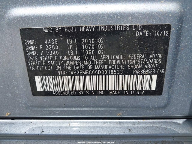 Продаж на аукціоні авто 2013 Subaru Legacy 2.5i Premium, vin: 4S3BMBC66D3018533, номер лоту: 45821869