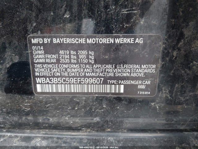 45821912 :رقم المزاد ، WBA3B5C59EF599607 vin ، 2014 Bmw 328i Xdrive مزاد بيع