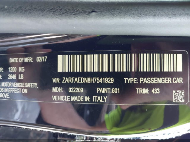 Alfa Romeo Giulia Awd 2017 ZARFAEDN8H7541929 Image 9