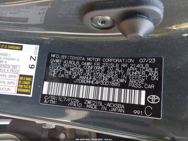 JTDBDMHE4P3007885 Toyota Corolla Hybrid Se