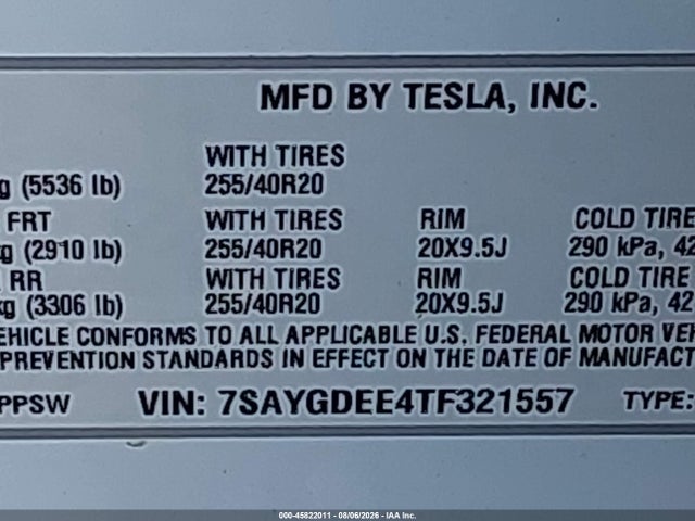 Продаж на аукціоні авто 2026 Tesla Model Y All-wheel Drive/long Range Launch Series/premium All-wheel Drive, vin: 7SAYGDEE4TF321557, номер лоту: 45822011