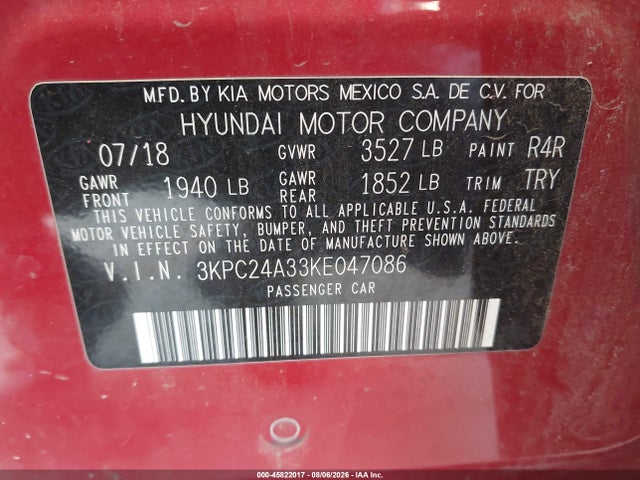 Hyundai ACCENT SE 2019 3KPC24A33KE047086 Image 9