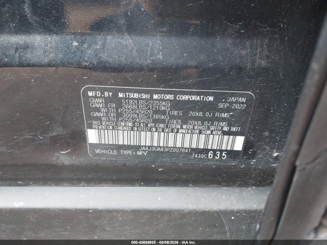 Продаж на аукціоні авто 2023 Mitsubishi Outlander Se 2.5 2wd/se Black Edition 2wd/se Special Edition 2wd, vin: JA4J3UA83PZ007841, номер лоту: 45822037