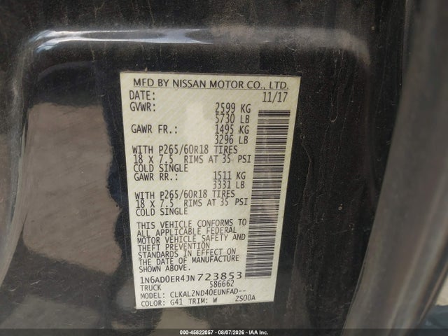 Nissan Frontier Sv 2018 1N6AD0ER4JN723853 Image 9