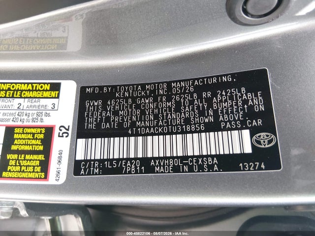 Toyota CAMRY SE 2026 4T1DAACK0TU318856 Image 9