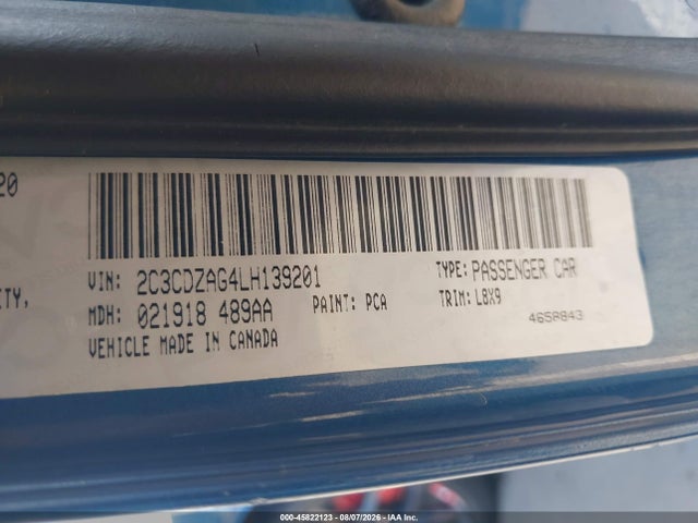 45822123 :رقم المزاد ، 2C3CDZAG4LH139201 vin ، 2020 Dodge Challenger Sxt مزاد بيع