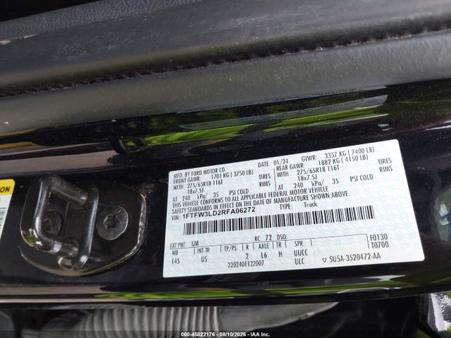 Aukcja sprzedaży 2024 Ford F-150 Xlt, vin: 1FTFW3LD2RFA06272, numer aukcji: 45822176