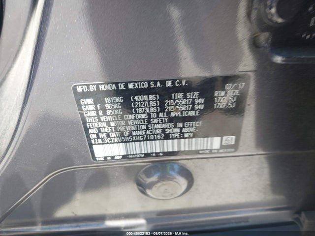 Продаж на аукціоні авто 2017 Honda Hr-v Ex, vin: 3CZRU5H5XHG710162, номер лоту: 45822183