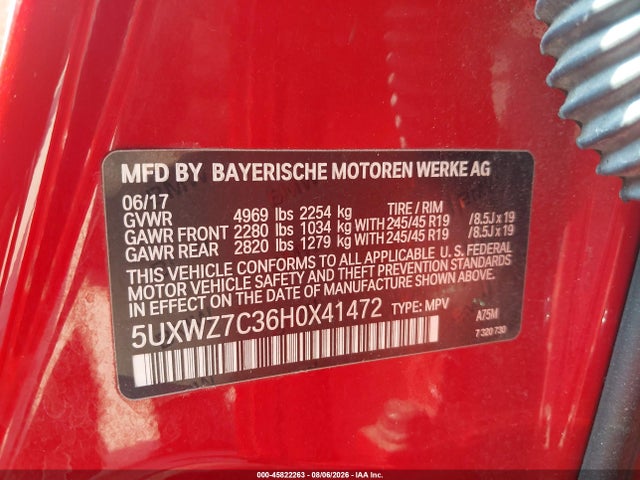 5UXWZ7C36H0X41472 BMW X3 Sdrive28i