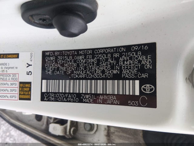 Продаж на аукціоні авто 2017 Toyota Prius Three, vin: JTDKARFU2H3034701, номер лоту: 45822274