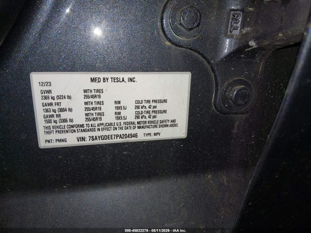 Продаж на аукціоні авто 2023 Tesla Model Y, vin: 7SAYGDEE7PA204946, номер лоту: 45822276