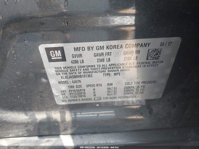Продажа на аукционе авто 2017 Buick Encore Preferred, vin: KL4CJASB0HB191363, номер лота: 45822288