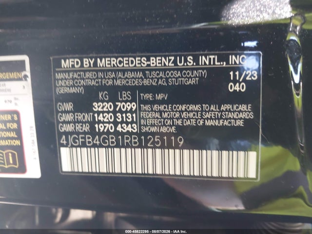 Продаж на аукціоні авто 2024 Mercedes-benz Gle 450 Plug-in Hybrid 4matic, vin: 4JGFB4GB1RB125119, номер лоту: 45822295